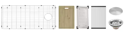 Glacier Bay Professional Zero Radius 36 in. Apron-Front Double Bowl Stainless Steel Workstation Kitchen Sink with Accessories